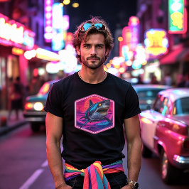 Camiseta Ataque retro futurista al tiburón