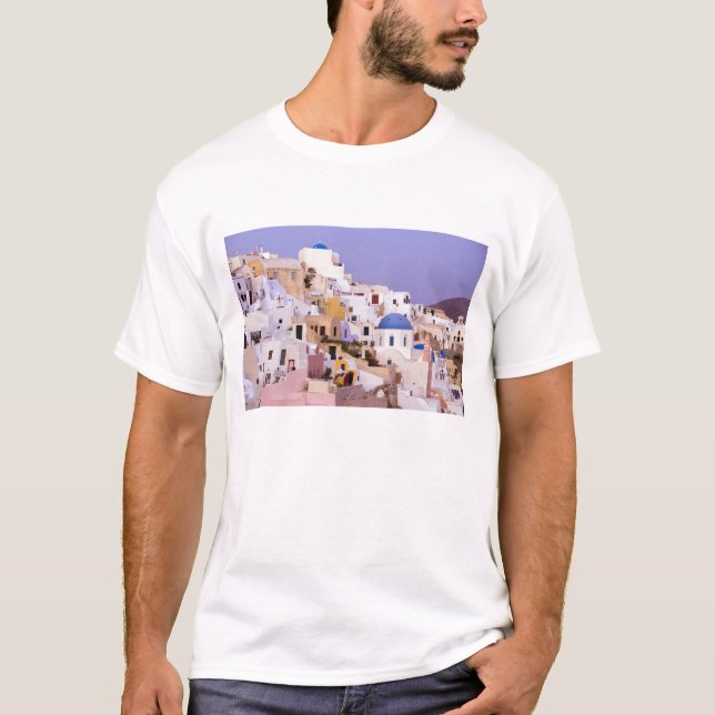 Camiseta Atardecer al óleo, Santorini 2 (Anverso)