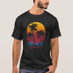 Camiseta Atardecer árboles de palma vintage Palo Alto Calif