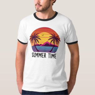 Camiseta Atardecer con Vector de Palmeras