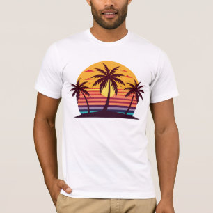 Camiseta Atardecer con vector de palmeras-98801