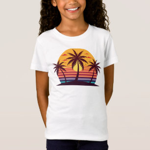 Camiseta Atardecer con vector de palmeras-98801
