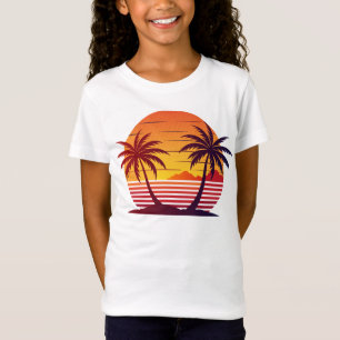 Camiseta Atardecer con vector de palmeras-98803
