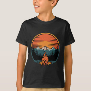 Camiseta Atardecer de acampada fogata retro campamento camp