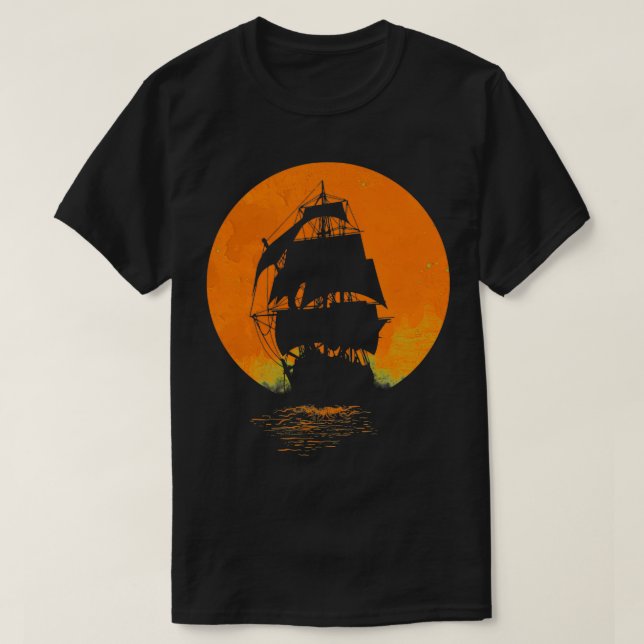 Camiseta Atardecer de barco pirata Classic TShirt (Diseño del anverso)