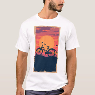 Camiseta atardecer de ciclo retro
