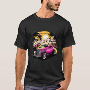 Camiseta Atardecer de Coche Vintage Vibraciones de Verano e
