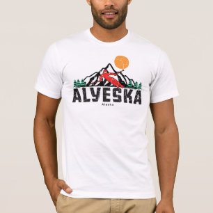 Camiseta Atardecer de esquí Retro Alyeska