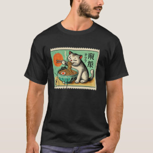 Camiseta Atardecer de fideos japoneses retro Sello postal l