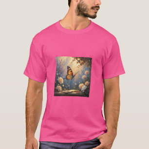 Camiseta Atardecer de flores de pintura de mariposa