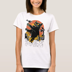 Camiseta Atardecer de la Catzilla del Negro Japonés - Encaj