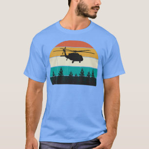 Camiseta Atardecer de la guerra retro del helicóptero negro