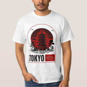 Camiseta Atardecer de la Pagoda de Tokio – Diseño Minimalis