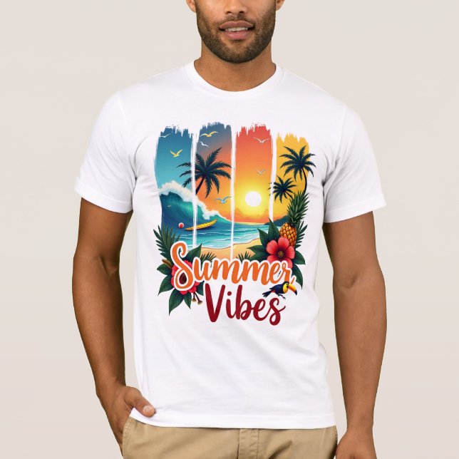 Camiseta Atardecer de las vibraciones tropicales de verano  (Anverso)