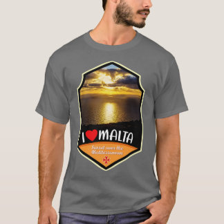 Camiseta Atardecer de Malta sobre el mar Mediterráneo