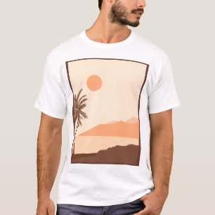 Camiseta Atardecer de palmera, Isla, Arte abstracto boho