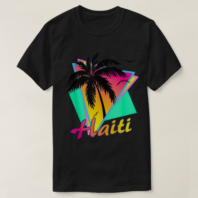 Camiseta Atardecer de palmera tropical de playa de verano d (Diseño del anverso)