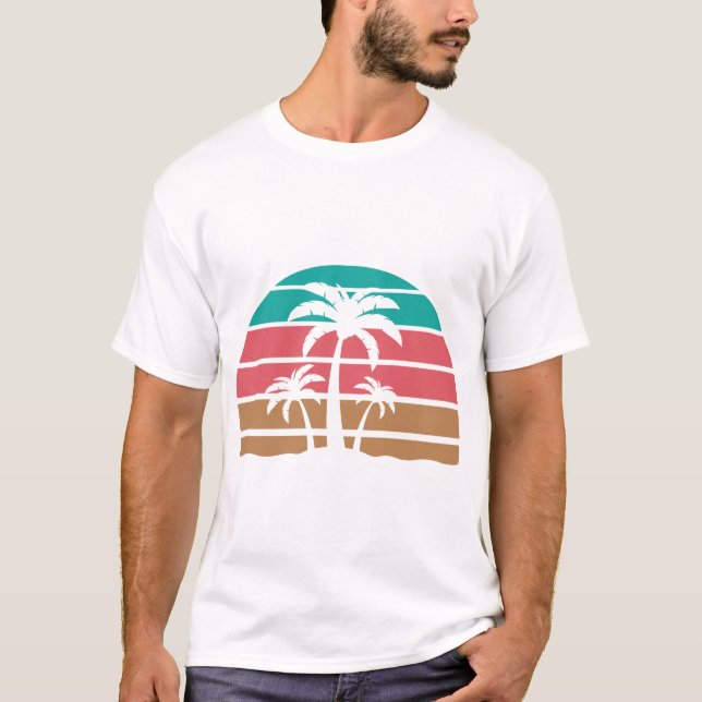 Camiseta Atardecer de palmeras masculinas (Anverso)