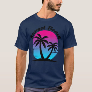 Camiseta Atardecer de Synthwave de los 80 con palmeras Suns