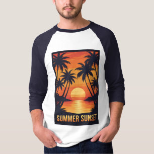 Camiseta "Atardecer de Verano – Gráfico de Playa con Palmer