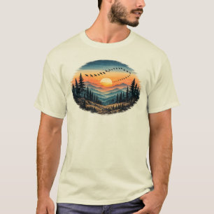 Camiseta Atardecer del Bosque Retro   Atardecer de la Natur