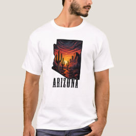 Camiseta Atardecer del desierto del estilo del tatuaje del