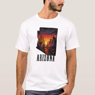 Camiseta Atardecer del desierto del estilo del tatuaje del 