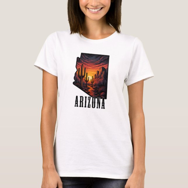 Camiseta Atardecer del desierto del estilo del tatuaje del  (Anverso)