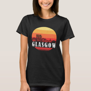 Camiseta Atardecer del horizonte de Glasgow en estilo retro