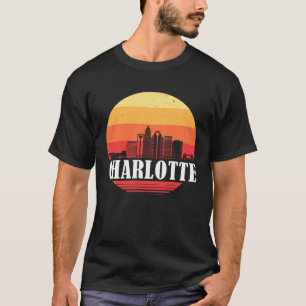 Camiseta Atardecer del paisaje urbano de Charlotte en estil