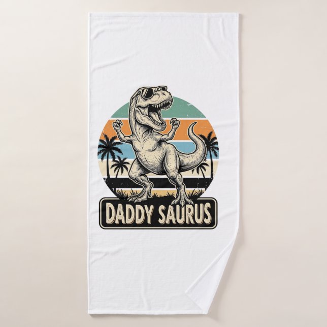 Camiseta Atardecer Dinosaurio Retro Daddy Saurus D (Toalla de baño)