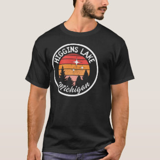 Camiseta Atardecer en el lago Higgins Michigan Vintage haci