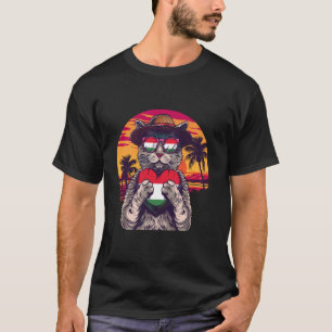 Camiseta Atardecer en Hungría Gato Tropical Bandera Húngara