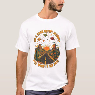 Camiseta Atardecer en la Carretera del Desierto Retro