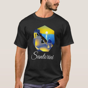 Camiseta Atardecer En La Pintura Griega De Santorini