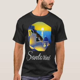 Camiseta Atardecer En La Pintura Griega De Santorini