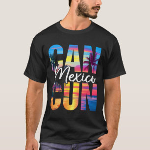 Camiseta Atardecer en la playa de Cancun México con palmera