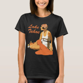 Camiseta Atardecer en la playa del lago Tahoe Retro Viajes