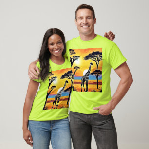 Camiseta Atardecer en Safari: Abrazo de la Jirafa