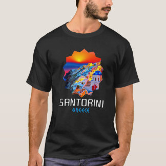 Camiseta Atardecer En Santorini Grecia Pintura 1
