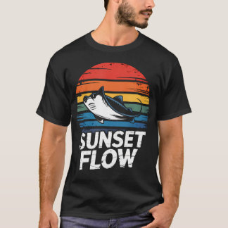 Camiseta Atardecer Flujo Stingray Rayas Retro Costeras Aven