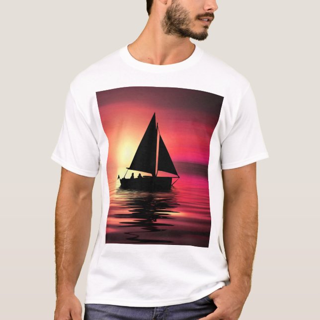 Camiseta Atardecer, mar, velero (Anverso)