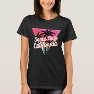 Camiseta Atardecer Neón Retro Palmeras Santa Cruz Californi