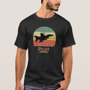 Camiseta Atardecer retro, avión de combate a reacción, pilo