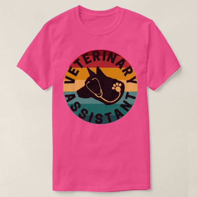 Camiseta Atardecer retro de asistente veterinario (Diseño del anverso)