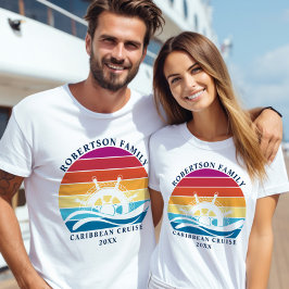 Camiseta Atardecer retro de la rueda náutica de crucero fam