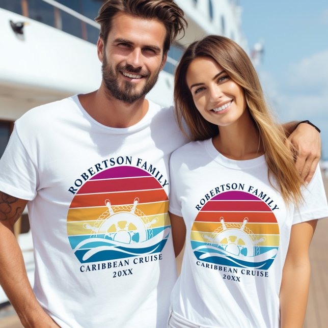 Camiseta Atardecer retro de la rueda náutica de crucero fam (Subido por el creador)