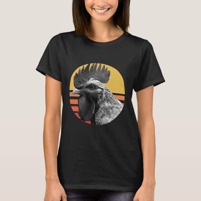 Camiseta Atardecer retro de teléfono de pollo de época (Anverso)