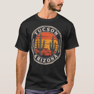 Camiseta Atardecer Retro del Desierto de Tucson Arizona Sag