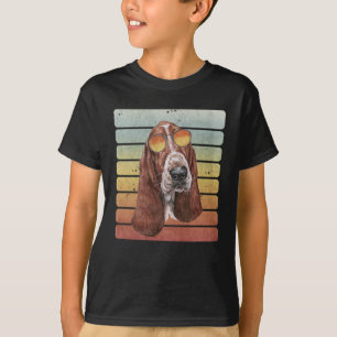 Camiseta Atardecer Retro Vintage Basset Hound Mamá Papá